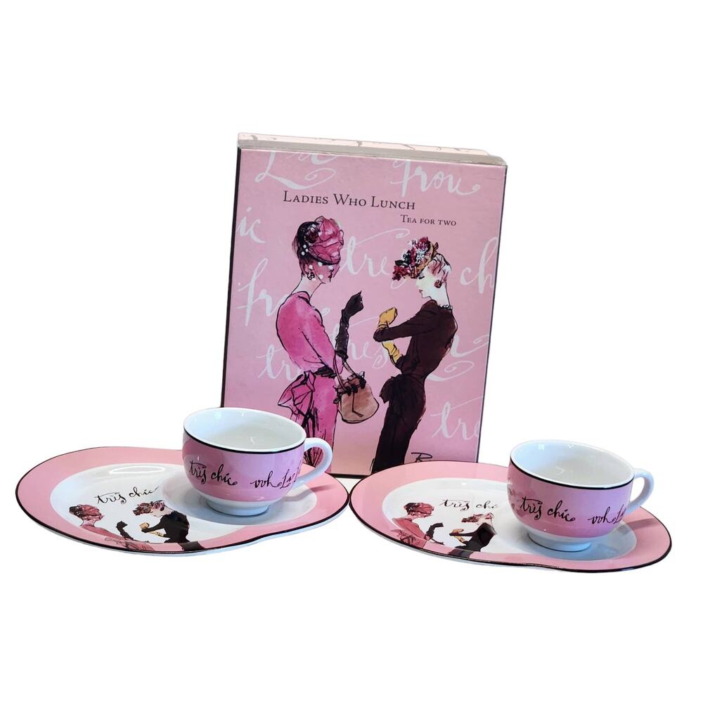 Rosanna Ladies Who Lunch Set of 2 Cups and Luncheon Plates with Box